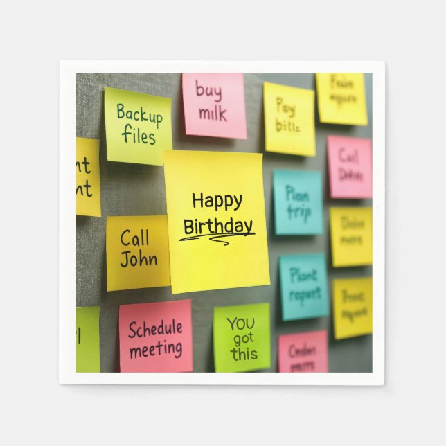 Sticky Note Birthday Napkin (Front)