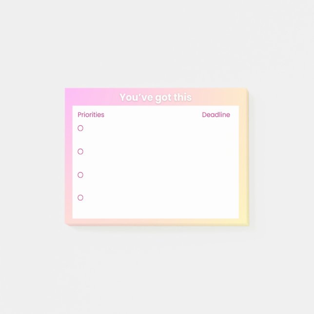 Sticky Note Planner – Priorities & Deadline Layout (Front)