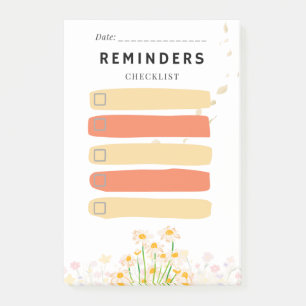 Sticky Note REMINDERS Check Box Yellow Daisy