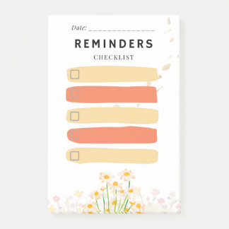 Sticky Note REMINDERS Check Box Yellow Daisy