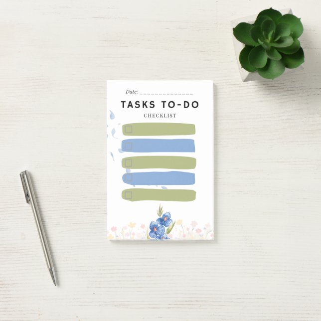 Sticky Note TASKS TO-DO Check Box Blue Orchid (Office)