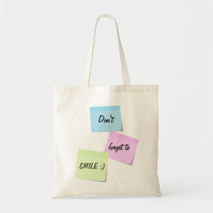 Sticky notes Cute pastel colours Smile text Tote Bag