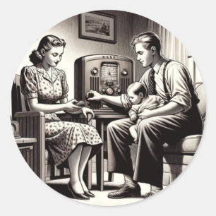 Sticky Sounds: Broadcasting Everywhere. Classic Round Sticker