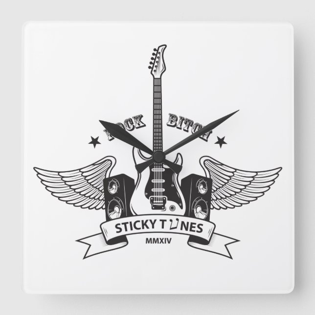 Sticky Tunes | Wanduhr | Rock Style Edition Square Wall Clock (Front)