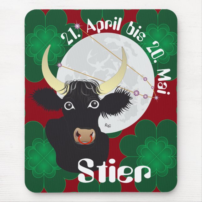Stier 21. April bis 20. Mai Mausmatte Mouse Pad (Front)