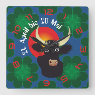 Stier 21. April bis 20. Mai Uhr Square Wall Clock