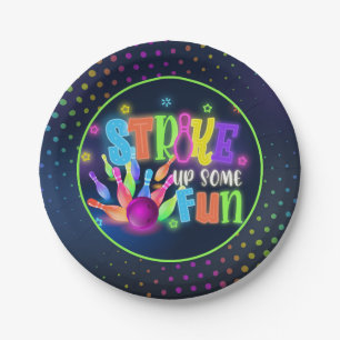 Stike Up Some Fun Bowling Birthday Plate - Neon