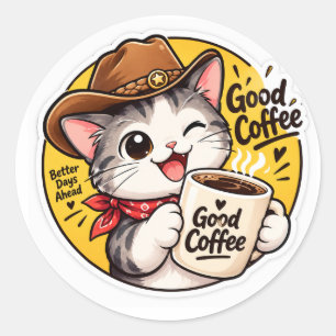 stiker good coffe classic round sticker