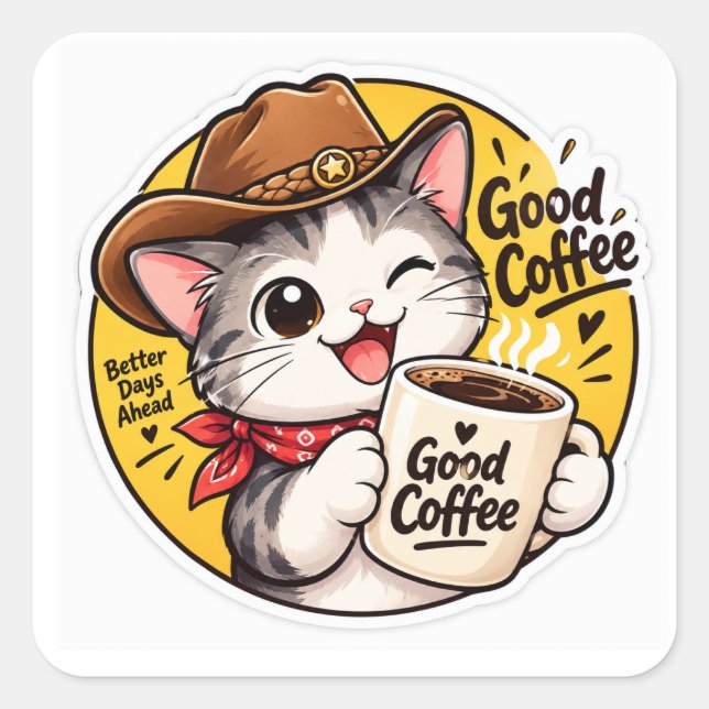 stiker good coffe square sticker (Front)