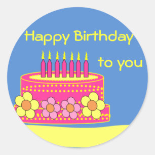 stikers happy birthday classic round sticker