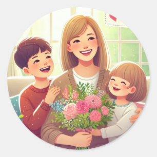 stikers happy mother day classic round sticker