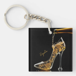 Stiletto and Sparkling Wine-High Heel Key Ring
