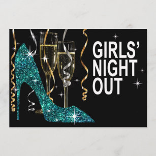 Stiletto Champagne Girls Night Out turquoise Invitation