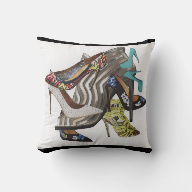 Stiletto heels collaged print pillow (Front)