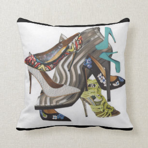 Stiletto heels collaged print pillow