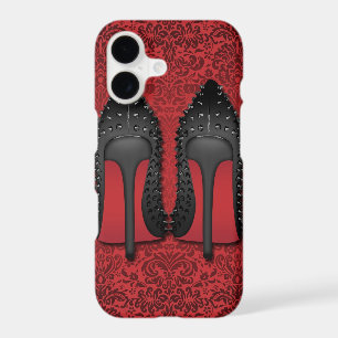 Stilettos in red damask background