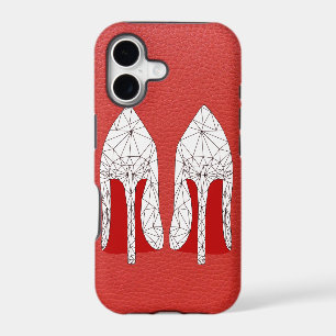 STILETTOS Mesh triangle style ON red leather