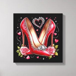 Stilettos, Roses and Hearts Canvas Print