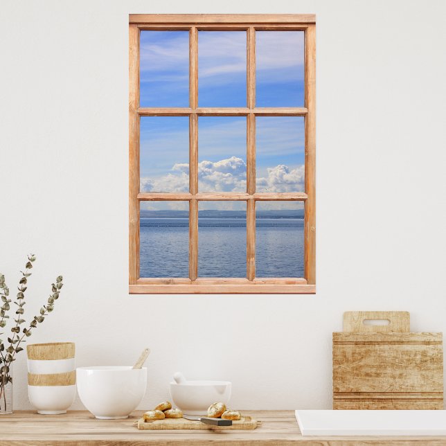 Still and Peaceful Ocean View from a Window Poster (Kitchen)