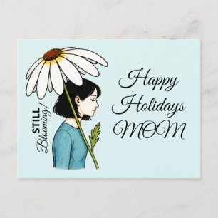 Still Blooming- Girl With Daisy Umbrella Aesthetic Holiday Postcard