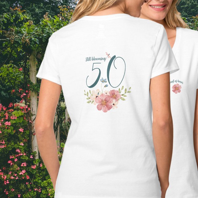 «Still blooming» Watercolor Wildflowers Dragonfly T-Shirt (Background Photo by Mitch Gaiser on Unsplash)