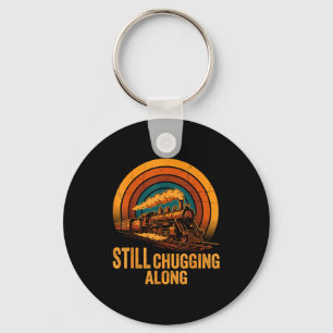 Still Chugging Along Retro Steam Train Locomotive  Key Ring