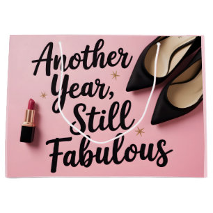 Still Fabulous: Greeting Graphic with Lipstick Large Gift Bag