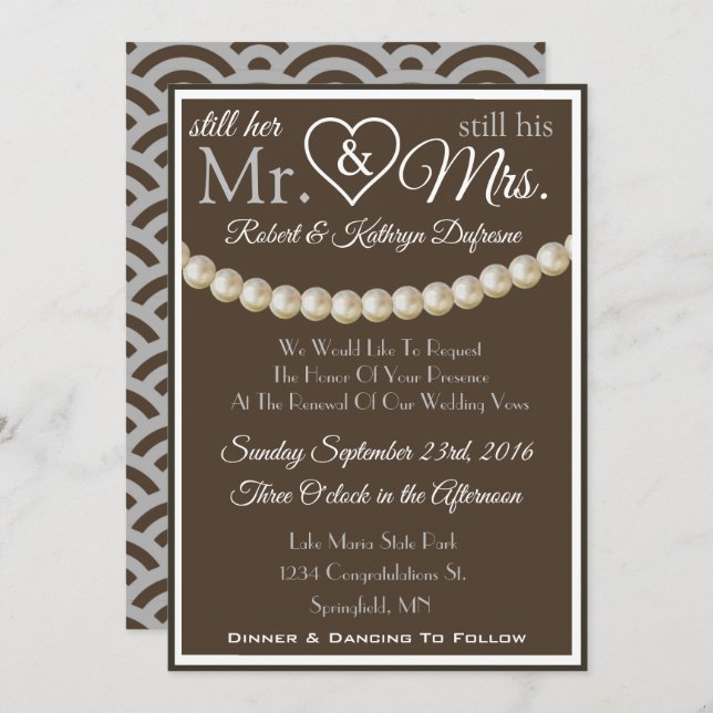 "Still Her Mr & His Mrs" Vow Renewal Invitation (Front/Back)