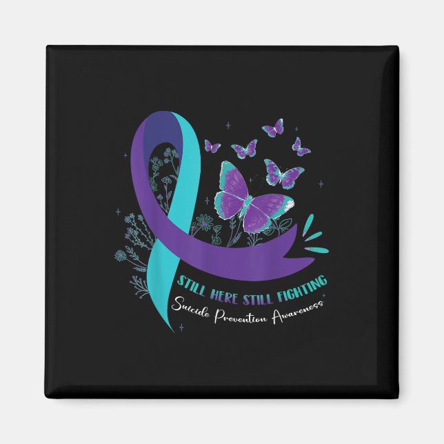 Still Here Still Fighting Suicide Prevention Purpl Magnet (Front)