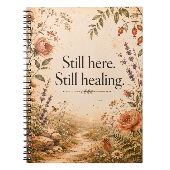 Still Here Still Healing Wildflower Quote Notebook (Front)