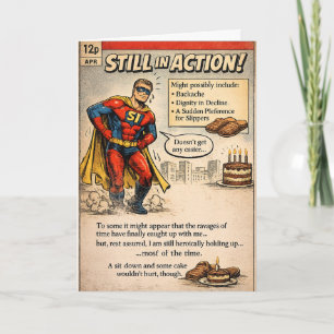 Still in Action Hero - Comic Book Birthday Card