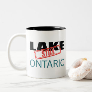 Still Lake Ontario Vintage Red Stamp Art Two-Tone Coffee Mug
