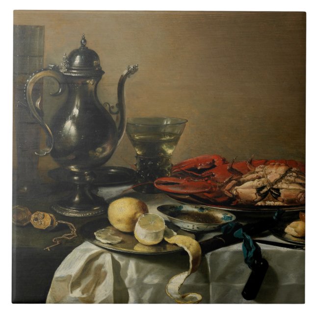 Still Life, 1643 (oil on panel) Tile (Front)
