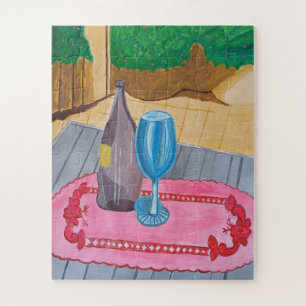 Still Life- A bottle and a glass puzzles