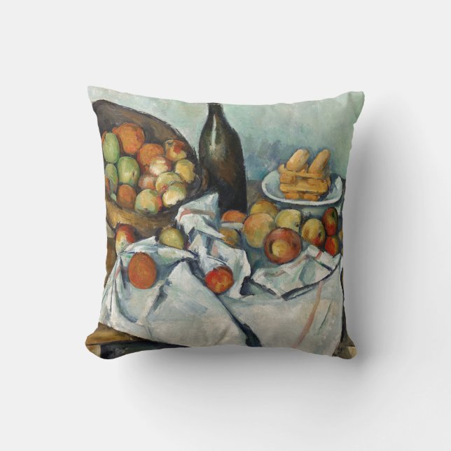 Still Life Apples Basket Cezanne Painting Art Cushion (Front)