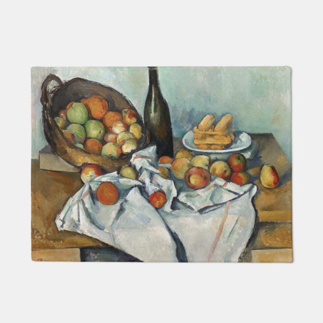Still Life Apples Basket Cezanne Painting Art Doormat (Front)