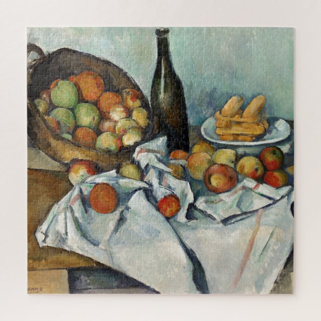 Still Life Apples Basket Cezanne Painting Art Jigsaw Puzzle (Vertical)
