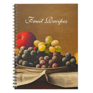 Still Life, Apples, Grapes, Fruit Recipes Notebook