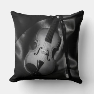 Still-life b&W image of a violin Cushion