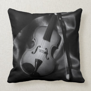 Still-life b&W image of a violin Cushion