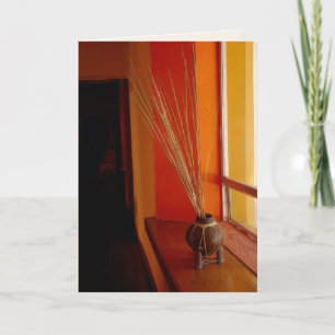 Still Life Baja Gold  Orange Vase Blank Greeting Card