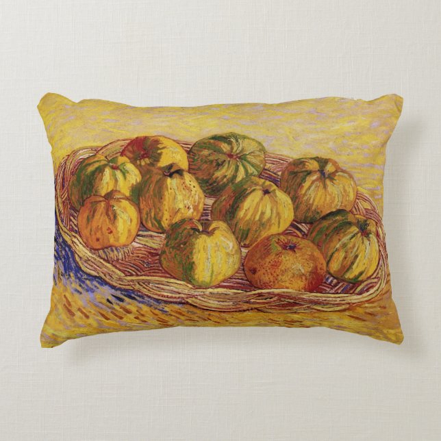 Still Life, Basket of Apples by Vincent van Gogh Decorative Cushion (Front)
