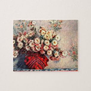 still life chrysanthemums by Claude Monet Jigsaw Puzzle