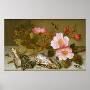 Still life depicting flowers poster