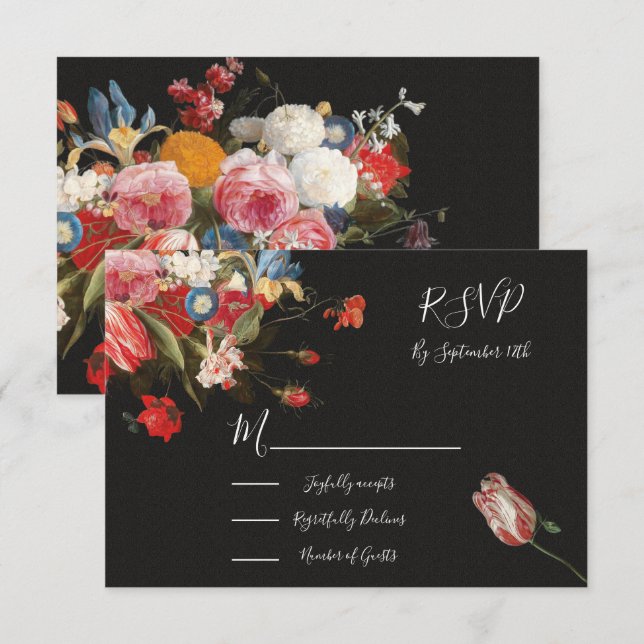 Still Life Floral Wedding response cards RSVP (Front/Back)