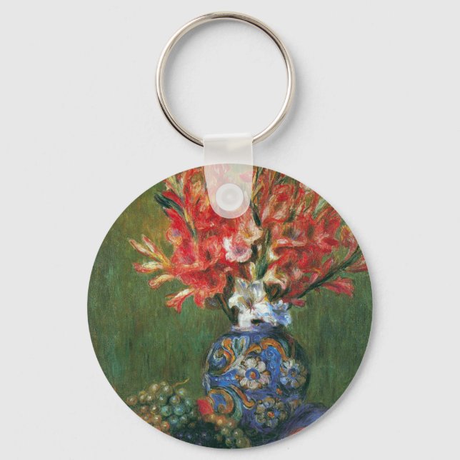 Still Life Flowers and Fruit by Pierre Renoir Key Ring (Front)