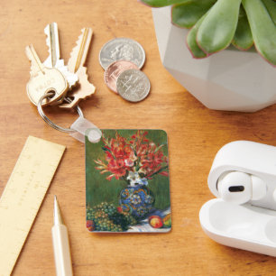 Still Life Flowers and Fruit by Pierre Renoir Key Ring