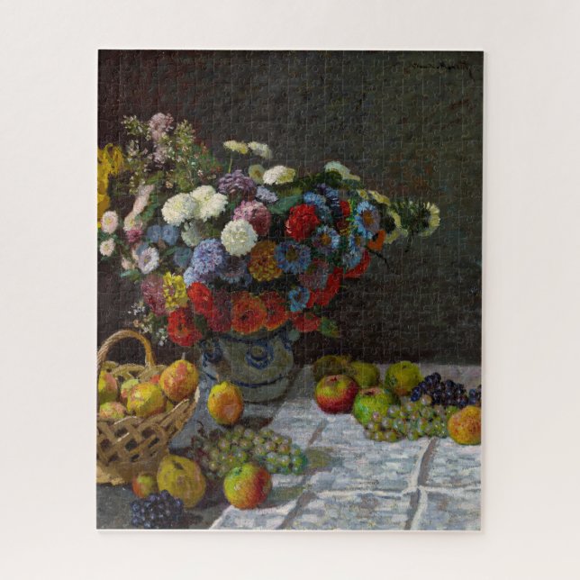 Still Life flowers and fruit Claude Monet 1869 Jigsaw Puzzle (Vertical)