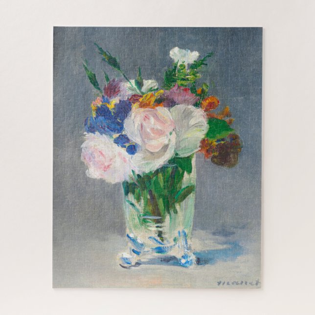 Still life, Flowers in a Crystal Vase by Manet Jigsaw Puzzle (Vertical)