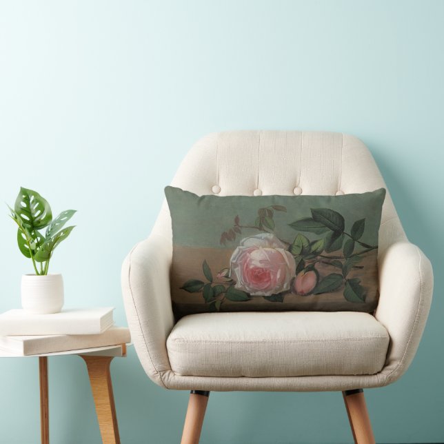 Still Life Flowers on a Ledge by Otto Ottesen Lumbar Cushion (Chair)